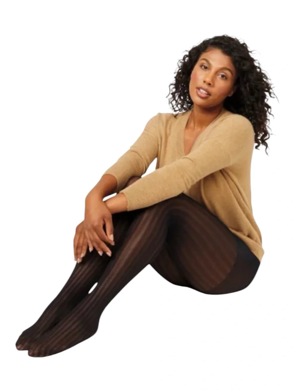NWT Hanes EcoSmart Pinstripe Control Top Tights Black - XL